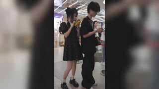 (BC-AA-643) 若き女子大1年生……ショッピングモールのエスカレーターでナース服姿 — 前後からのアングル、うっすら透けた白い下着 ipcam 3 01